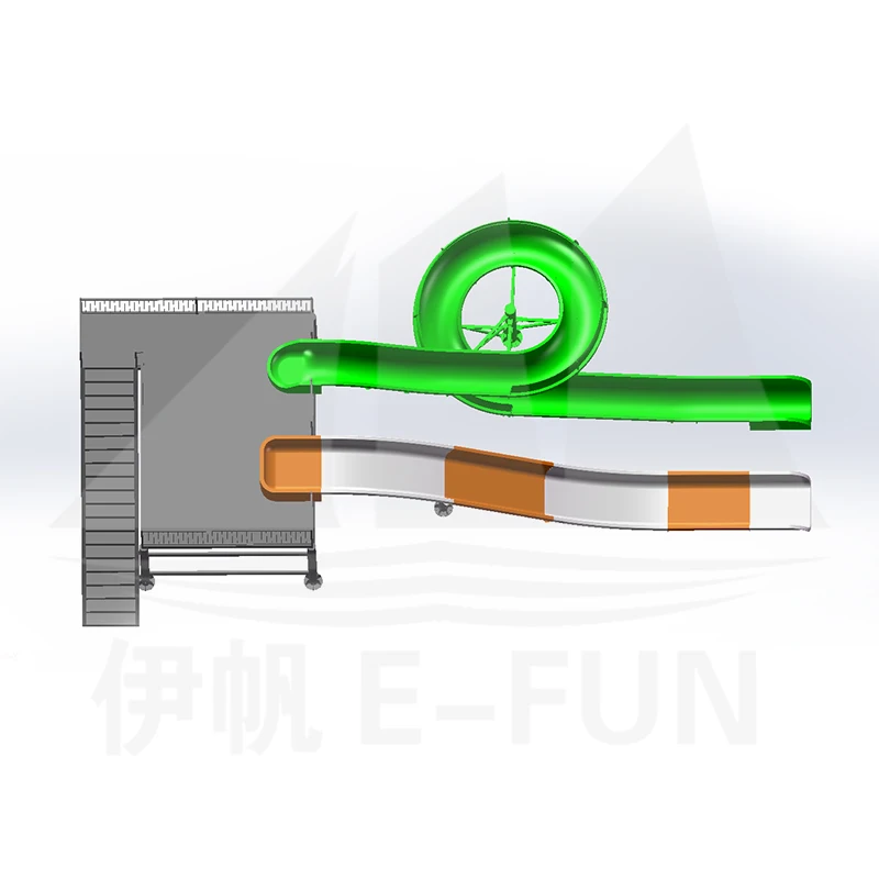 Outdoor Equipment EFHT-A189 Slide Water Rides Design Swimming Pool Fiberglass Professional 3D Slide Body: 6-8mm; Flange: 8-10mm