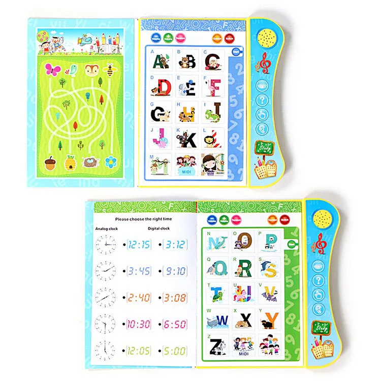 Factory Wholesale Price Custom Size Material With Push Button / Reading Pen Talking Kids Sound Musical Books