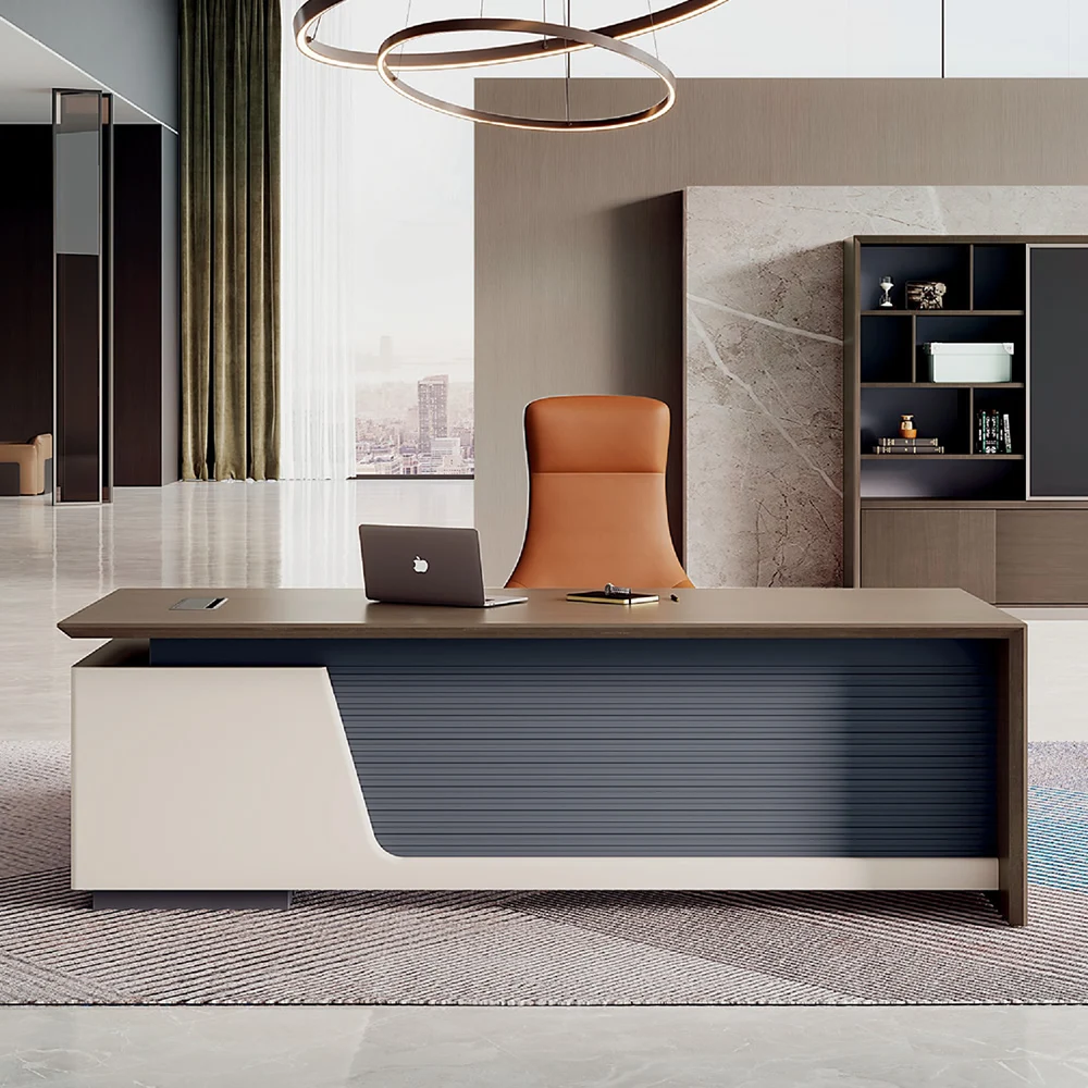 Luxury Modern Boss Manger L Shape Director Ceo  Office Furniture Solutions Table Executive Office Desk