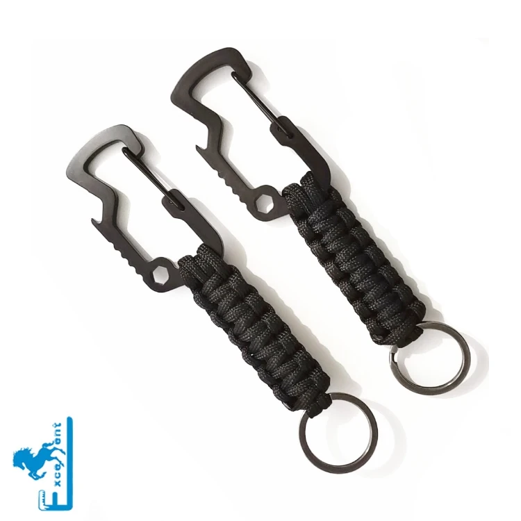 Colored Paracord Survival Keychain with stainless steel hook