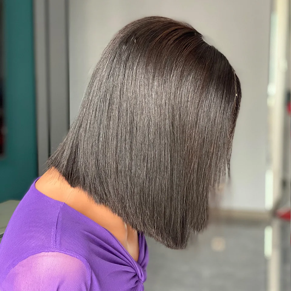 2024 How Selling Wholesale DD Bone Straight Human Hair Wigs 10 inch Bob Wigs Cheap 2*6 Lace Real Human Hair Wig