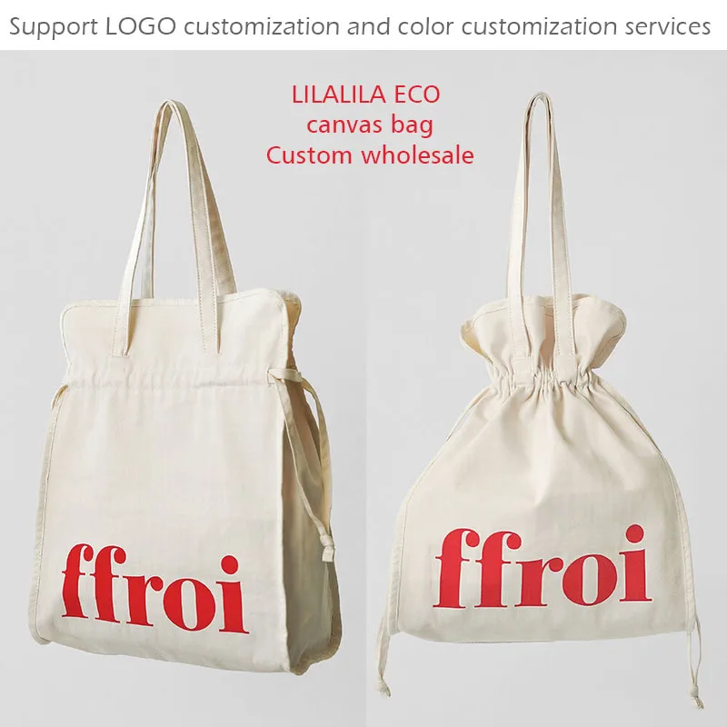 OEM Quality Custom outdoor  Fashion Customized Recyclable Canvas Cotton drawstring shopping Bag