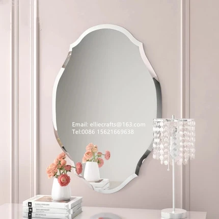 Latest designed irregular shaped beveled edge mirror/ bathroom wall hanging mirror/ frameless glass mirror 40x60 50x70 70x100