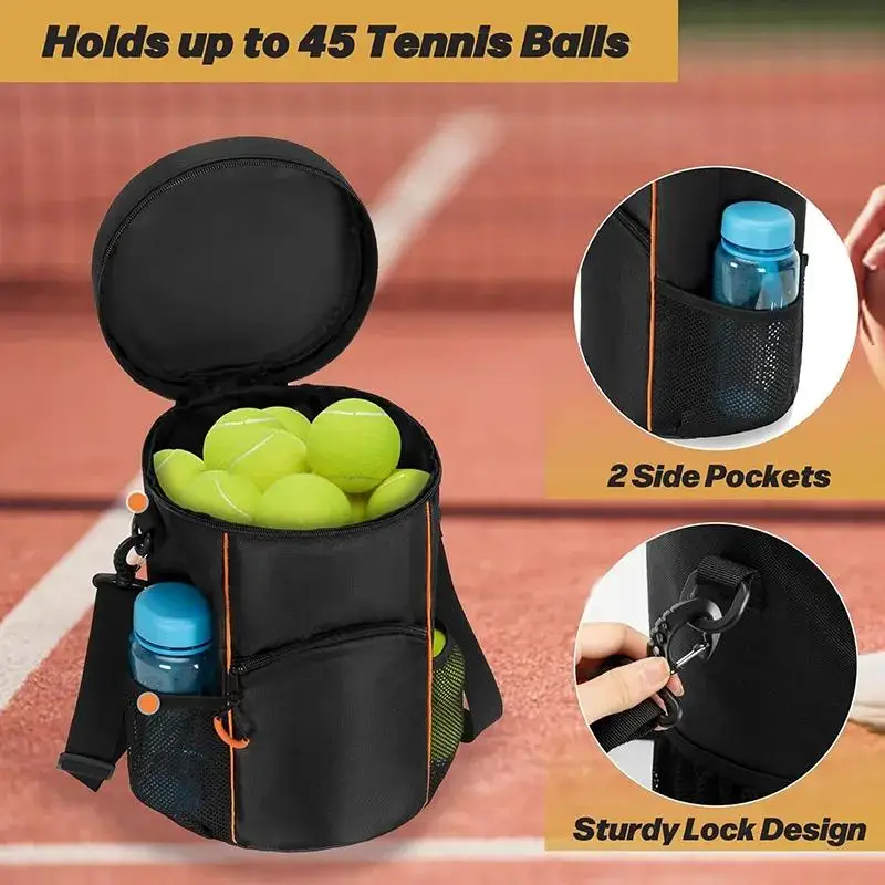 Multiple Pockets and Portable Shoulder Strap Baseball & Lacrosse Ball Bag Tennis Ball Bag with Sturdy Bottom