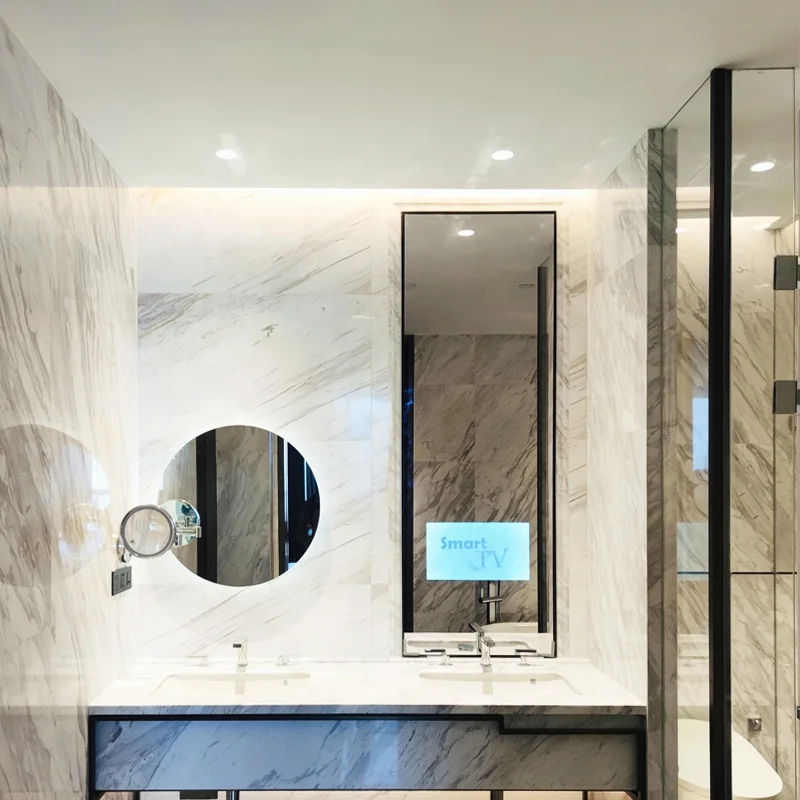 High Bright Anti Mirror TV Smart Bathroom Mirror for hotel bathroom decoration