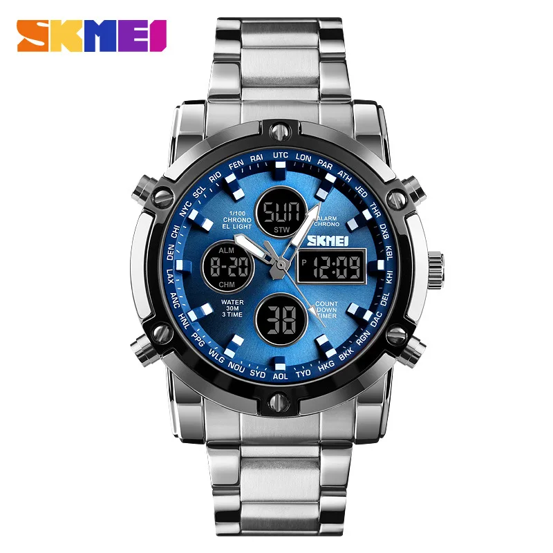 Skmei 1389 Top Brand Luxury Steel Watches Original Men Wrist Black Sport Watch Water Resistant