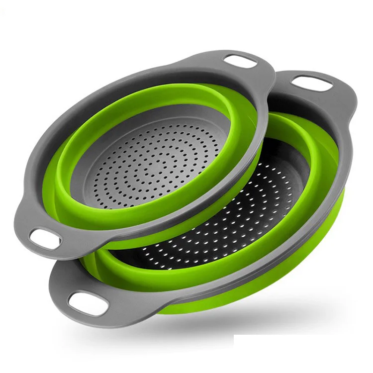 Silicone Collapsible Kitchen Colander Space-Saver Folding Strainer Colander