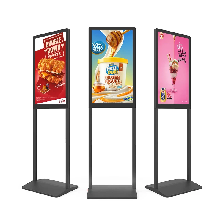 hushida portable digital signage 43 inch touch 4K screen vertical stand display advertising led screen