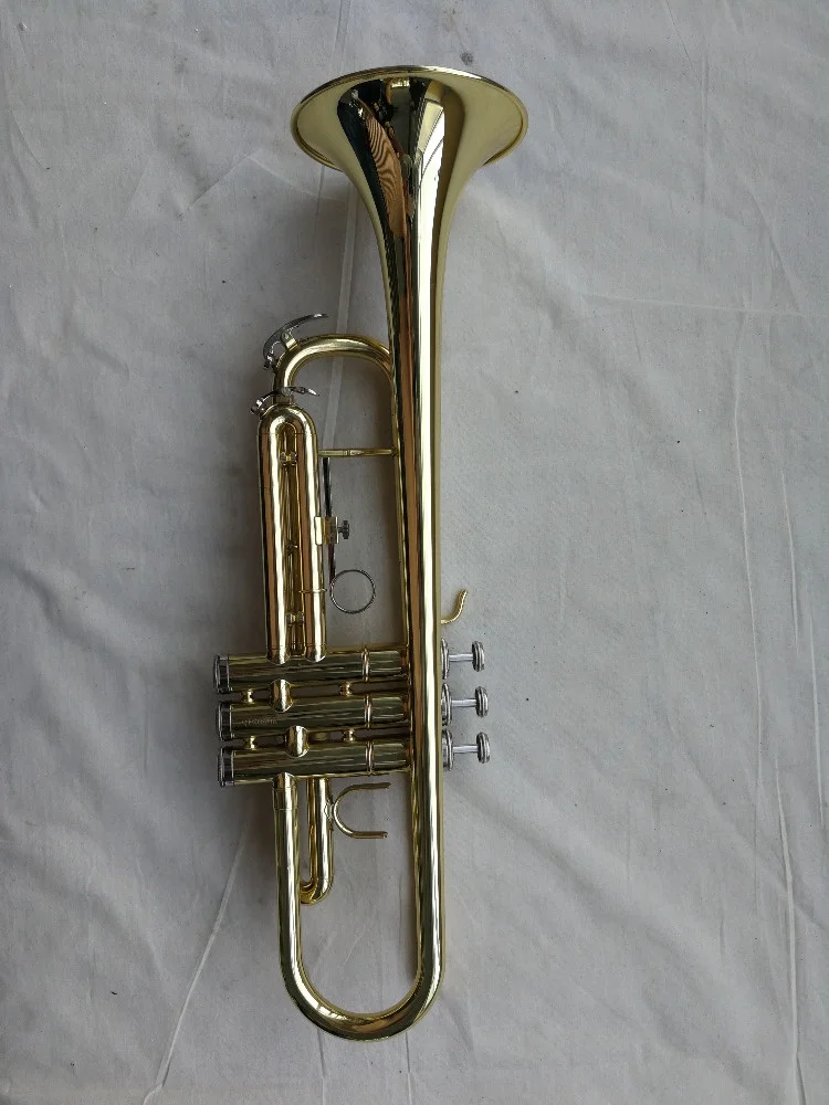 High quality musical instrument yellow brass bell Gold lacquer Bb Trumpet (JTR-271)