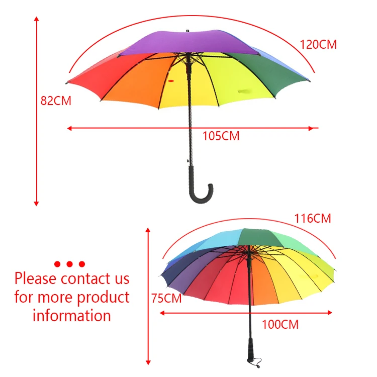 Wholesale Windproof Straight 16K Umbrella Long-handle Rainbow Umbrella Car Luxury Large Parasol Umbrella