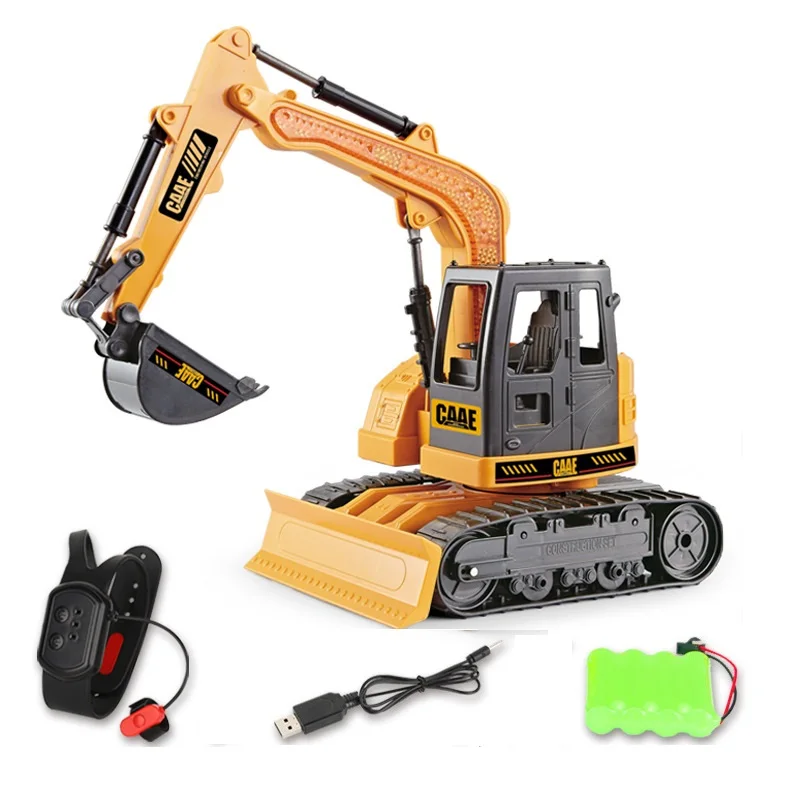 2.4G Hz 8CH Gesture Remote Control Crawler Alloy Excavator 1:45 Rc Construction Toy Trucks Excavator With LED Colorful Light