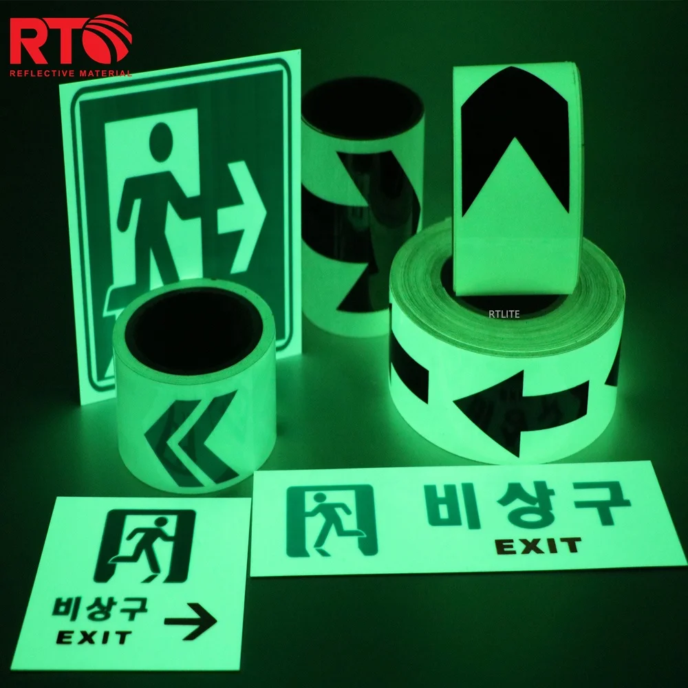300mmx150mm Night Glow Photoluminescent Film Sticker Custom Radium Exit Sign Glow in the dark