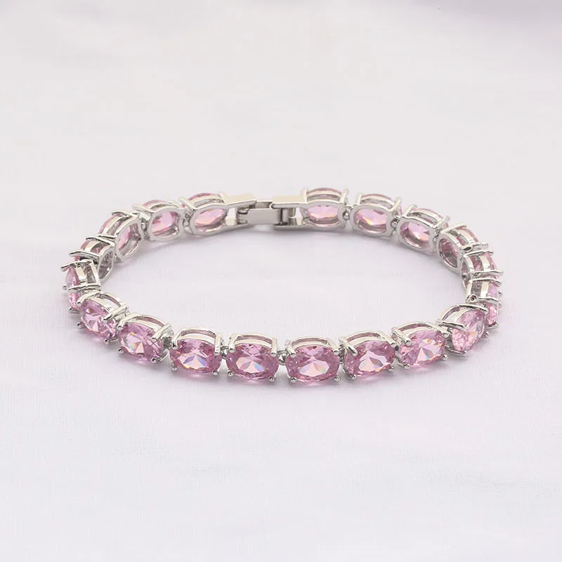  New Style Rose Gold Plated Anklet Bangle Bracelet Rainbow Zircon Link