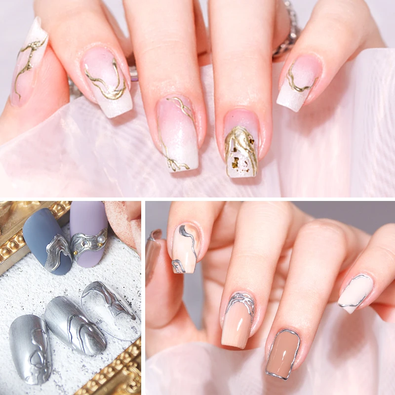 Nail Art Emboss Sculpture Carving Gel Private Label 3 Colors Metallic Painting Gel Uv Nail Polish