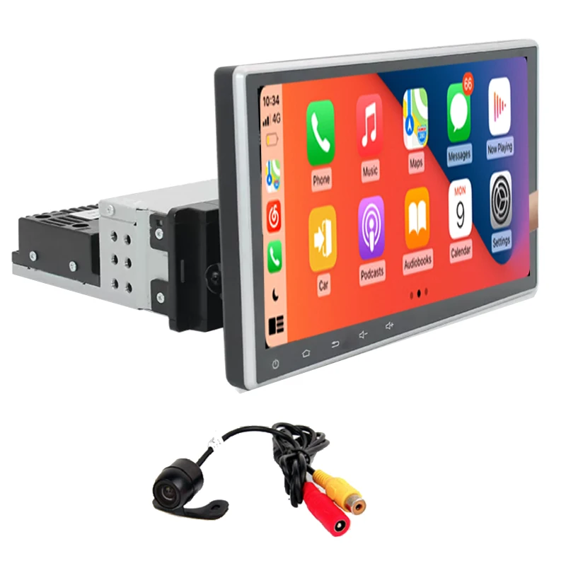 Wireless Carplay universal 10.1 inch 1 din touch screen rotatable stereo dvd player 360 degree android 11 car rotating car radio