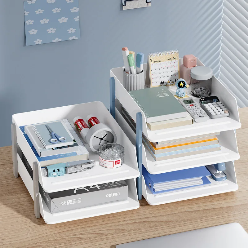 Sesame Multiple Layers A4 Paper Storage Rack Desktop Files Plastic Organizer Rack Stackable Available Documents Stationery  Rack