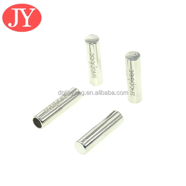 6mm nylon shoe string head with silver metal aglet tips tube shaped copper metal tail clip for hoodies