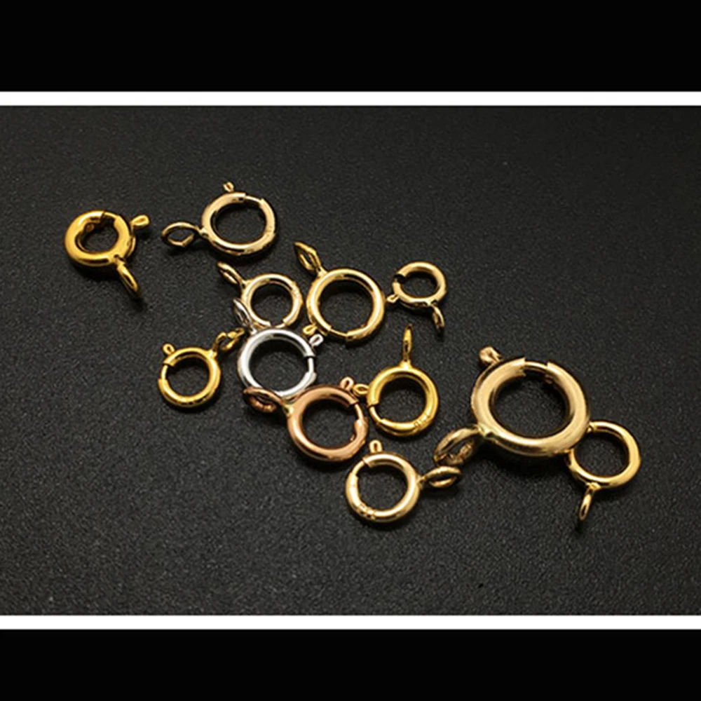 Au750 18k Gold Jewelry Making Accessories Spring Clasp 4-8mm Size Necklace Bracelet Anklets Clasp Lock DIY Finding