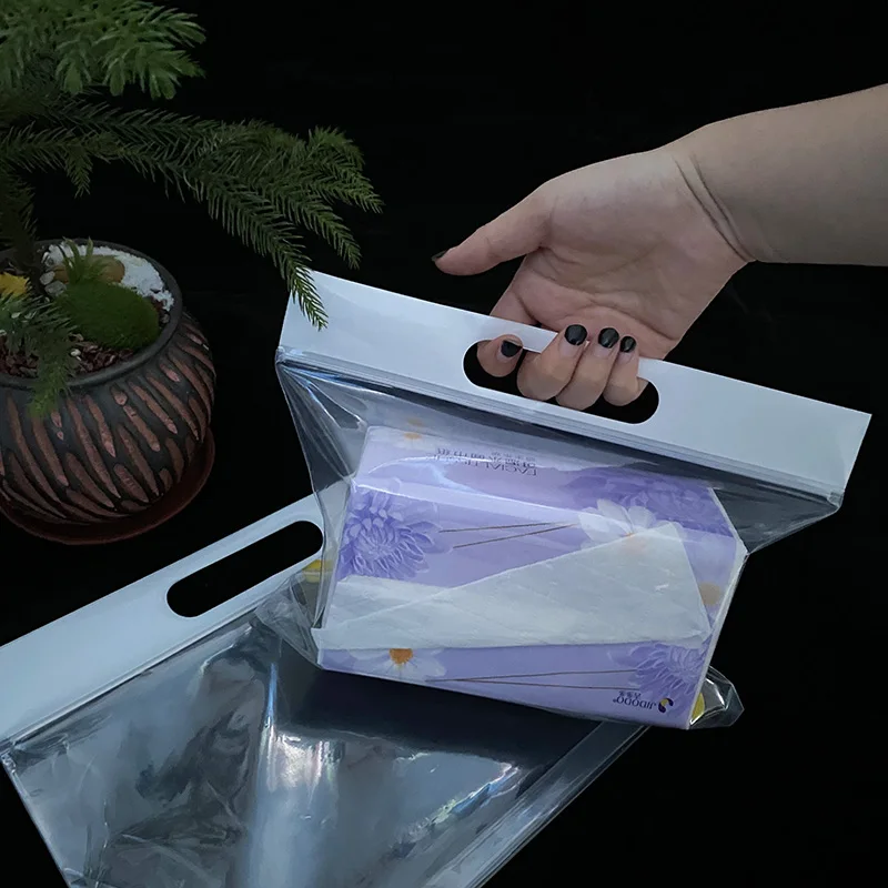 Small Plastic Hand Bag Cute Color Die Cut With Handle Plastic Merchandise Bag September Purchasing Festival