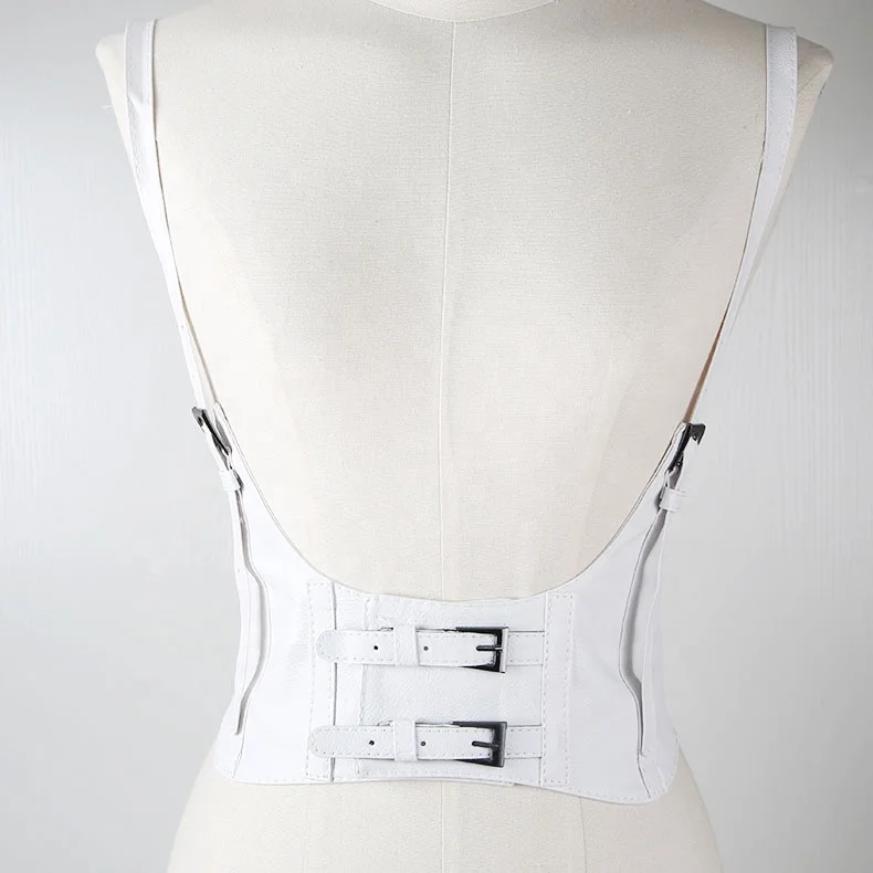 Vintage Gothic Women Adjustable Fashion Faux Leather Wide Waist Belt PU Steampunk Underbust Corset for Lady