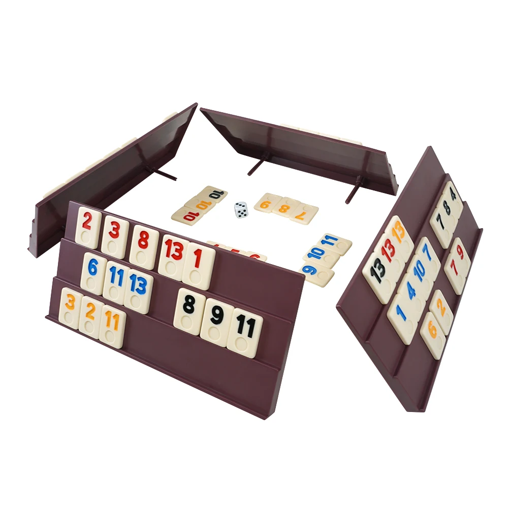 Wholesale melamine Rummy tiles With Rummy Racks dice Custom EVA Box  Rummy Game Sets for Family Kids Games