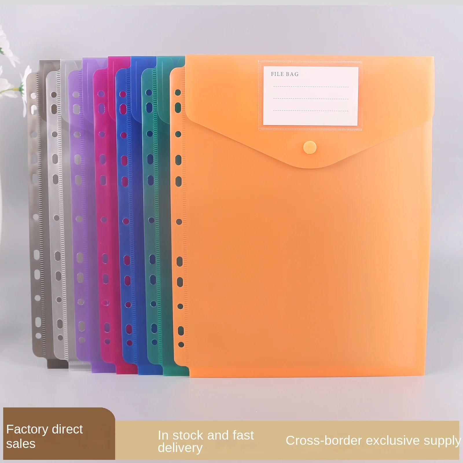 Transparent A4 11-Hole Snap Button Waterproof Document Bag PP Material Folder For Student Examinations Storage