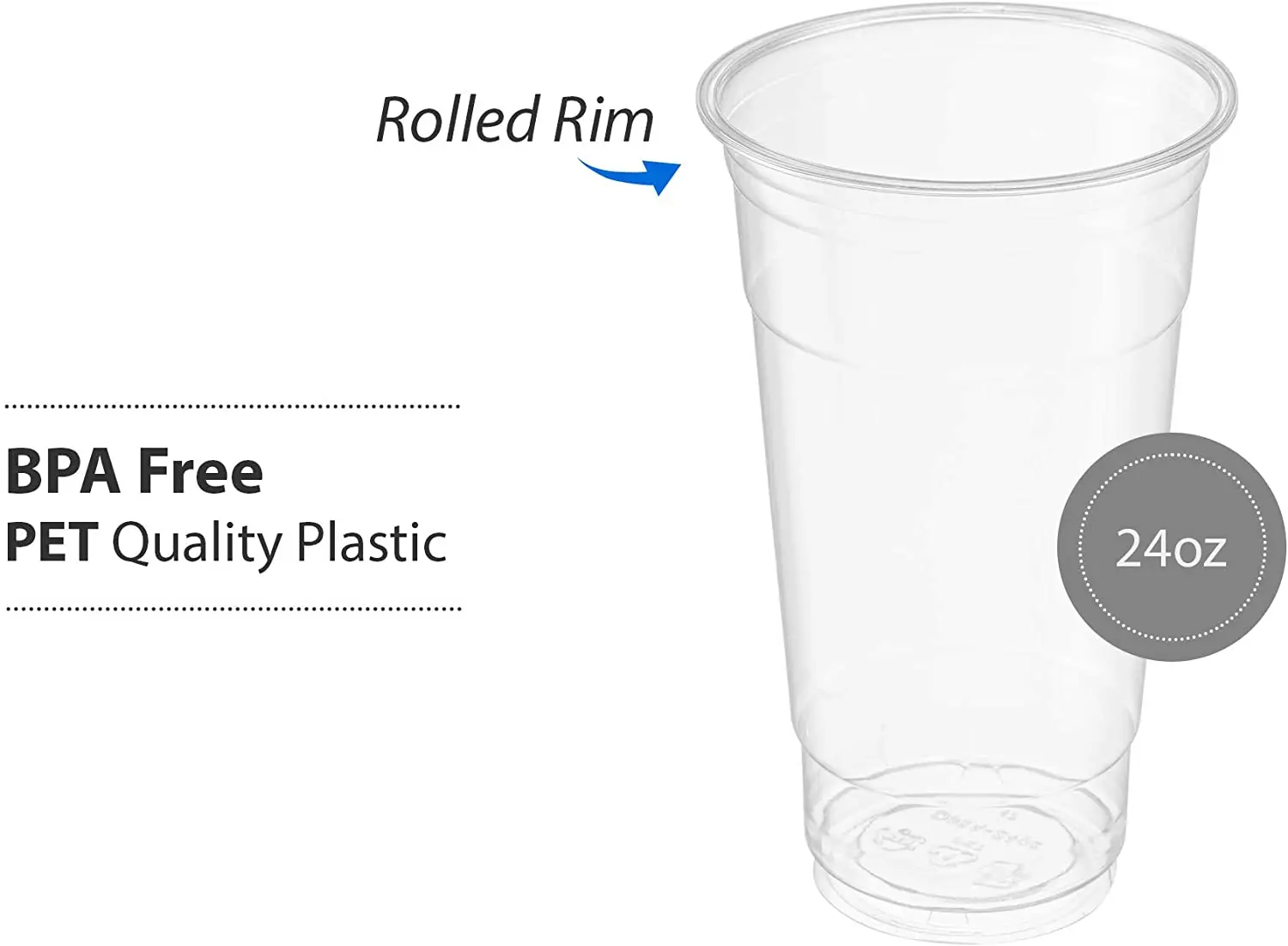  700ml / 24oz Clear Plastic PET Disposable Drinking Cup with Customize Logo