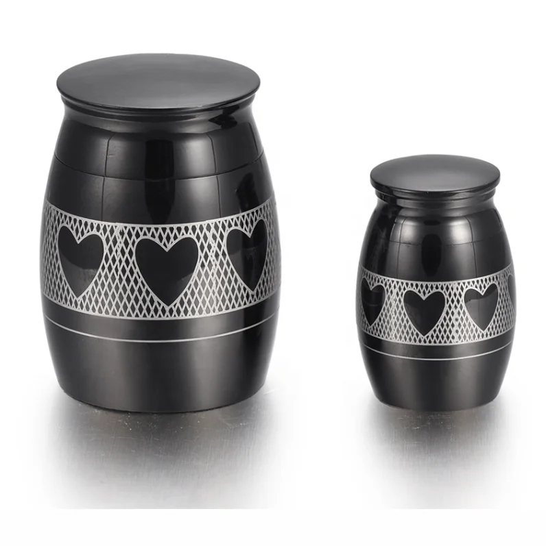 Black Blank/ Engravable Pet Cremation Mini Urn for Ashes/ Hair Keepsake Human Cremation Jewelry Funeral Urns Casket