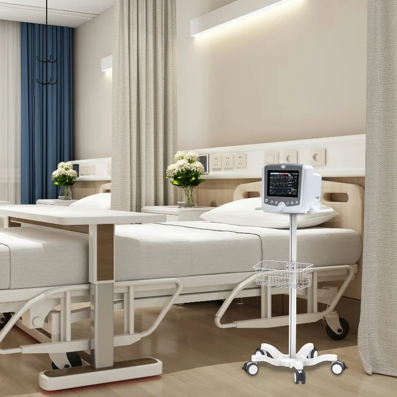 Modern Universal Hospital Cart Mobile Tablet Monitor Medical Trolley 5 Flexible Wheels Nurse Workstation Hotel Living Room