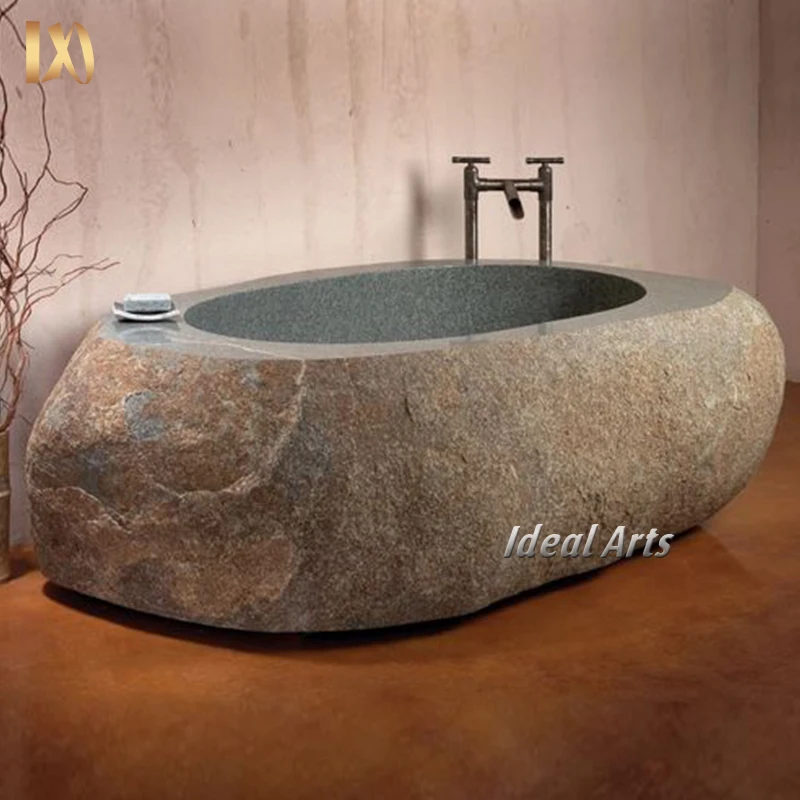 Ideal Arts Solid Marble Freestanding stone rock bathtub bali stone bath tub for hotel