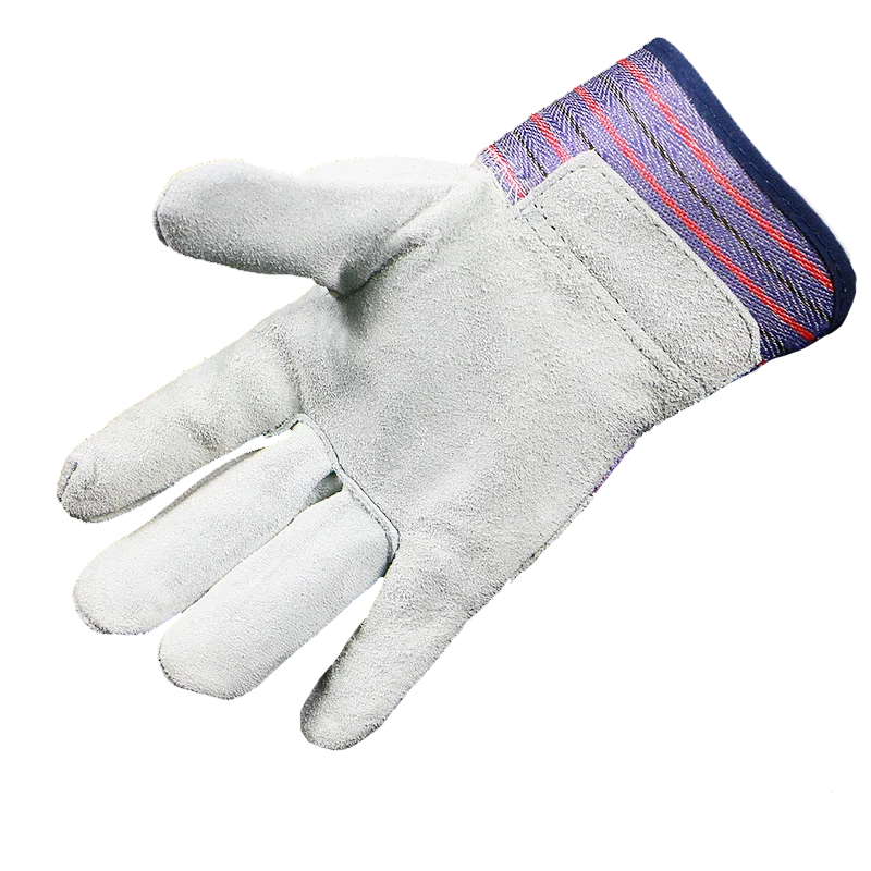 Wholesale Economy cow split hand protective  Leather Palm Canvas Safety Cuff Tig Welding Gloves Sell Work Gloves