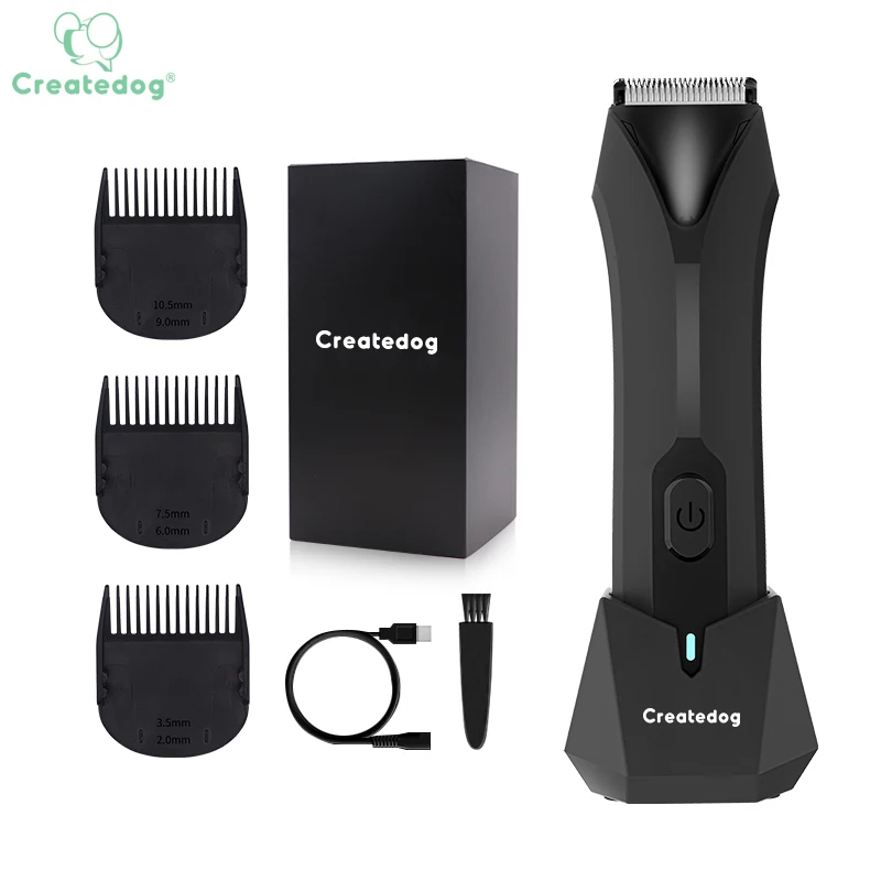 Createdog Replaceable Ceramic Blade Heads Updated Professional Groin Body Pubic Hair Trimmer for Men