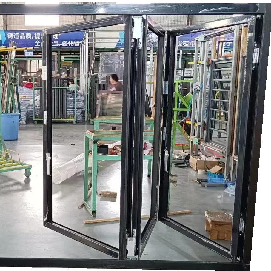 Factory   exterior folding sliding aluminum bi-folding windows aluminium folding window