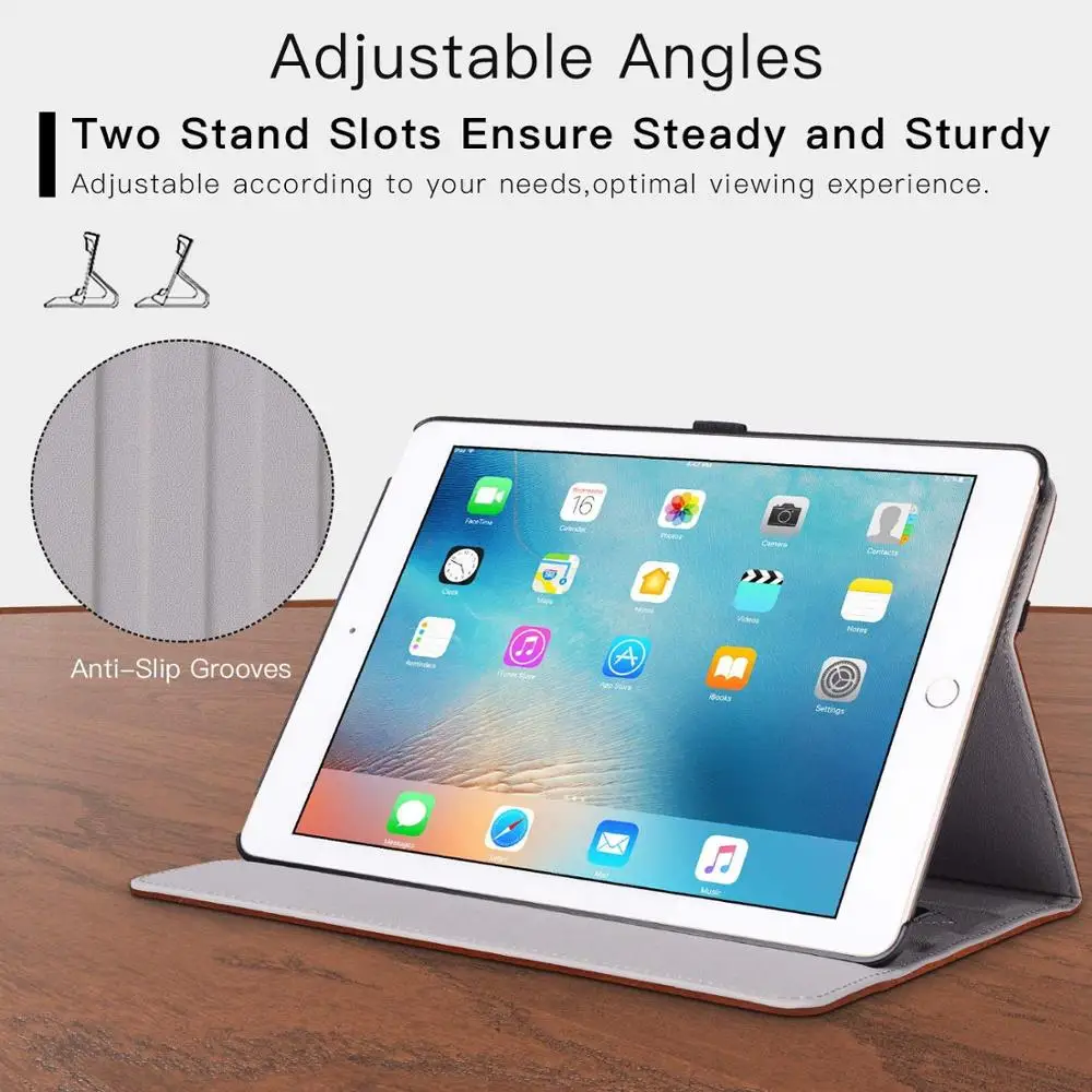 Premium PU Leather Flip Folio Wallet Case with Card Slot, Stand Holder, Magnetic Closure for iPad Pro 12.9 Inch 2015/2017 Tablet