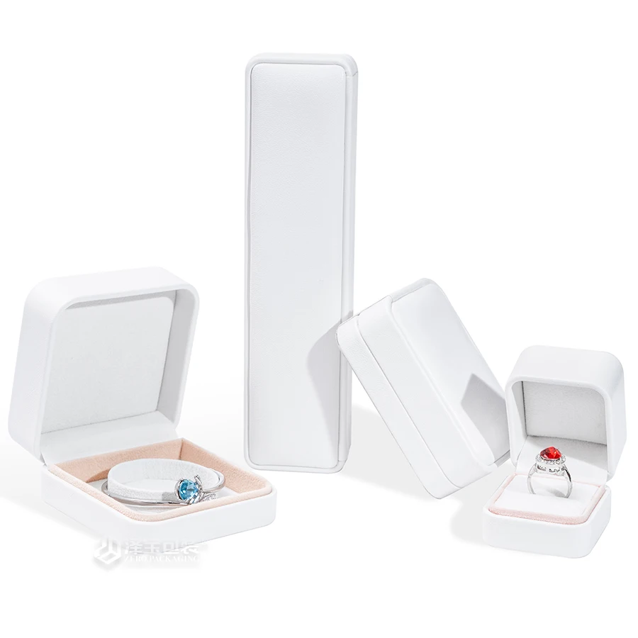 Factory Customized PU Leather Jewelry Box Ring Pendant Jewelry Box Bracelet Silver Luxury  Jewelry Packaging Box Printed LOGO