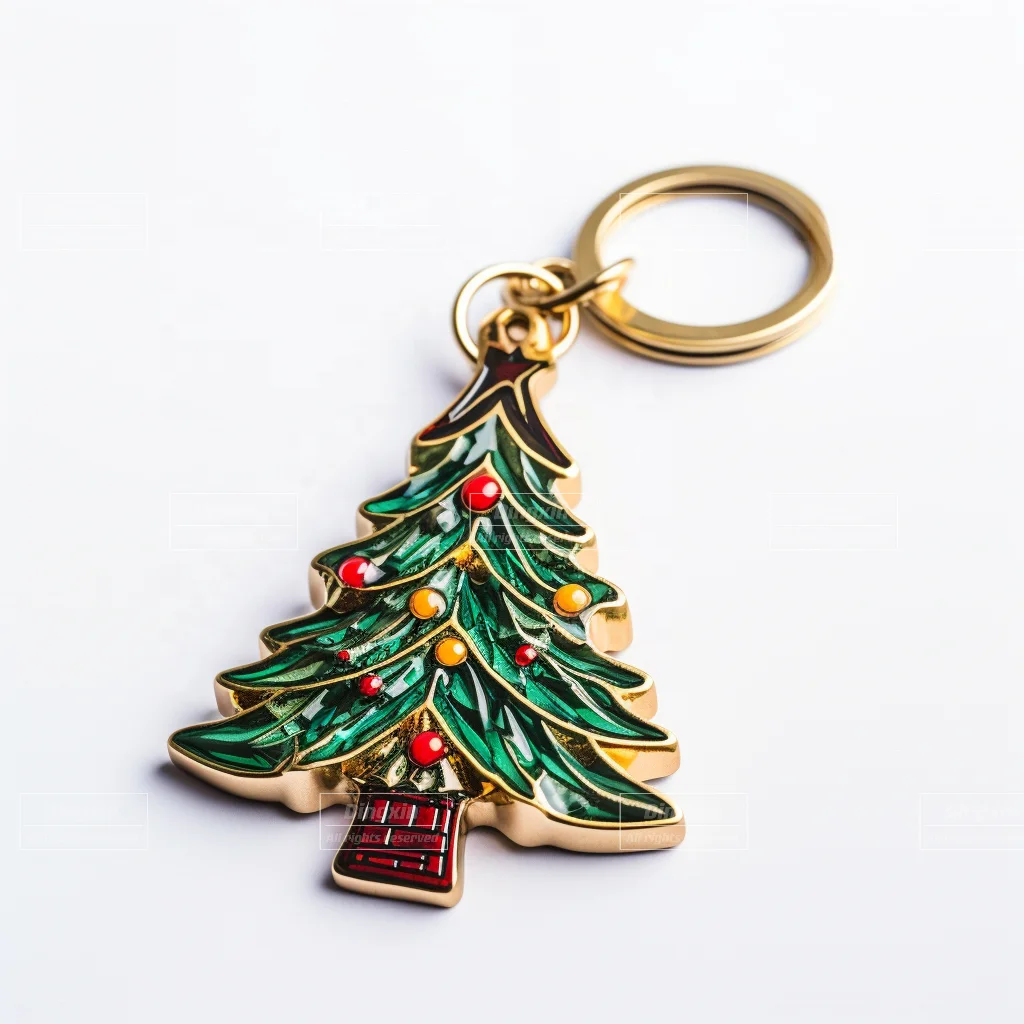 Metal Crafts Factory Custom Soft Enamel Christmas Tree shape Keychain for Xmas Festival Souvenirs