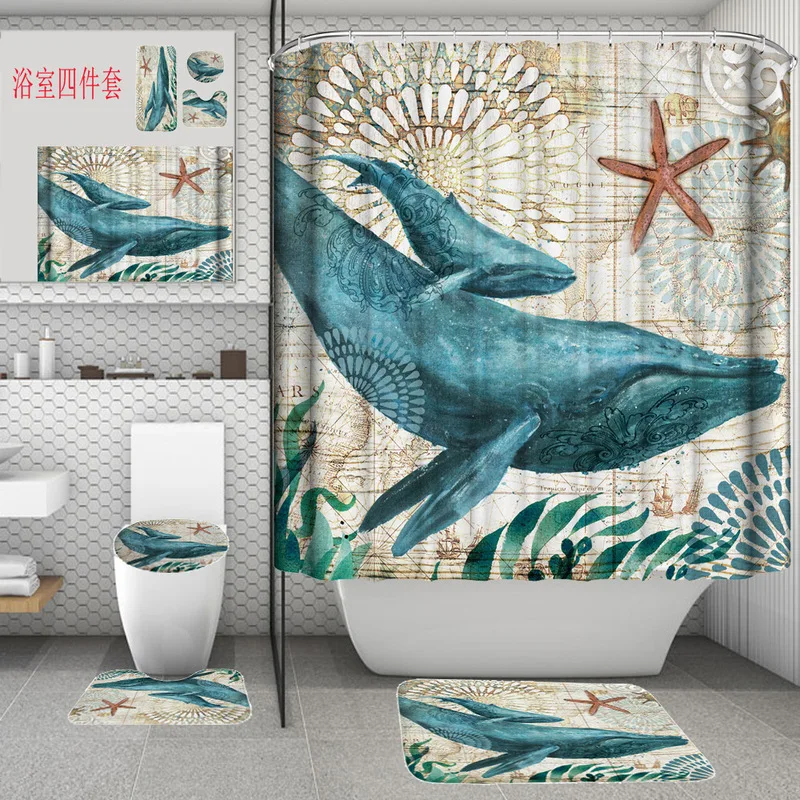 
Luxury Custom Shower Curtain 4 Piece Set For Bathroom 3D Printing Bathroom Shower Curtain 