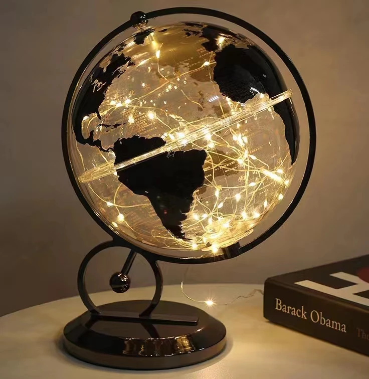 20 см прозрачный Глобус домашний Декор светодиодный свет детский подарок винтажный мини стол настольный мир
