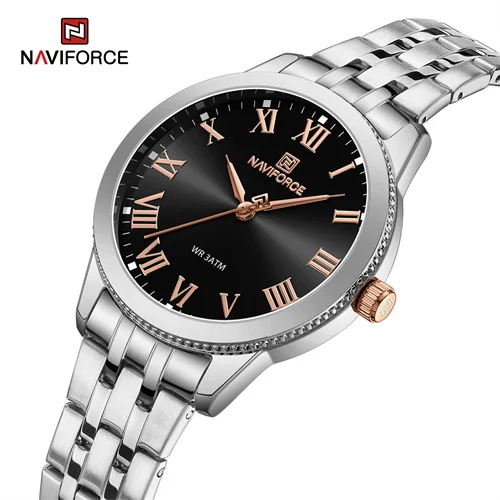 NAVIFORCE 5032 SBS Factory Custom Logo Quartz Ladies Wrist Watch Casual Stainless Steel Band Diamond Female Watch For Women OEM