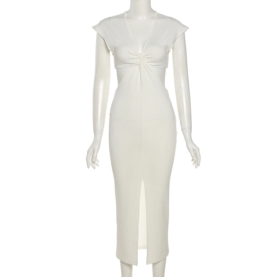 Kliou K21D03415  Summer Skinny Solid Sleeveless Club Dresses 2021 Casual Dresses  Women
