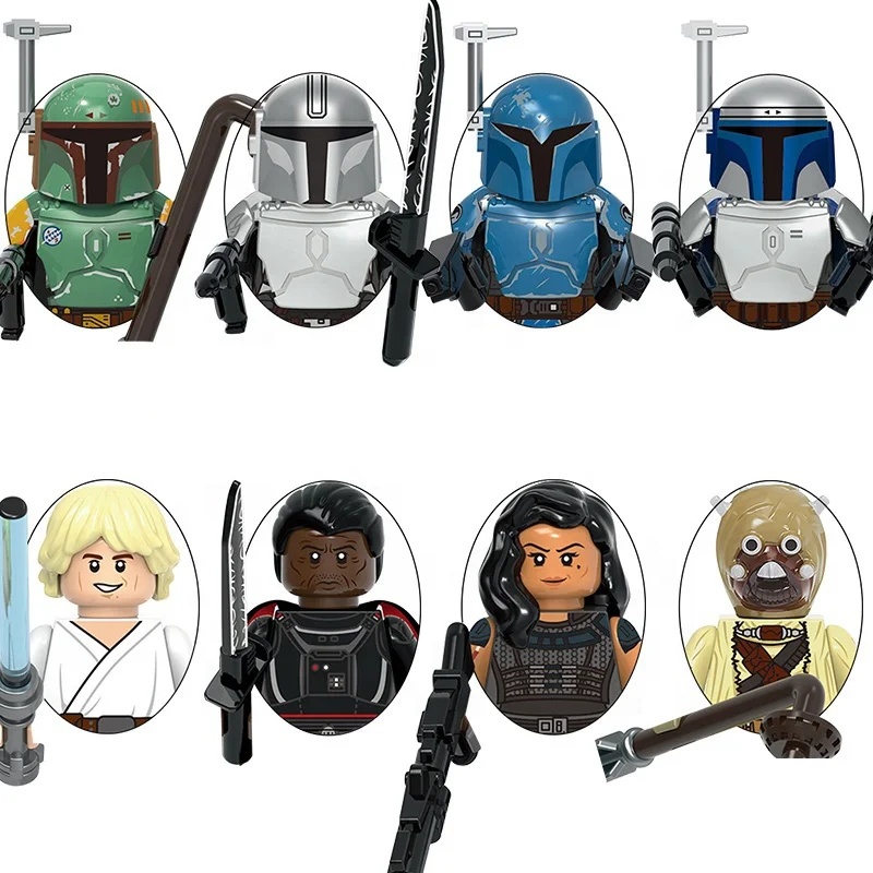 X0343 Boba Fett Reeves Luke Skywalker Gara Tusken Raider Moff Gideon Jango Space Wars SW строительные блоки детские мини-игрушки
