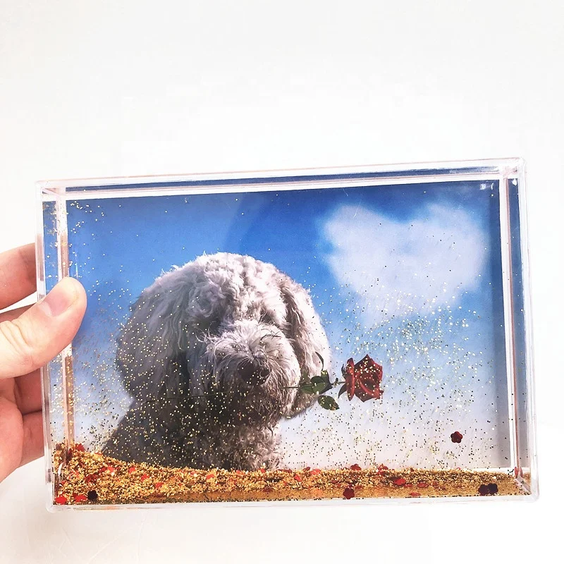 Cute Liquid Acrylic Photo Frames 4x6 Inch (10x15 cm) Glitter Picture Frame Wall Mount Nautical Lovely Home Decoration Snow Globe