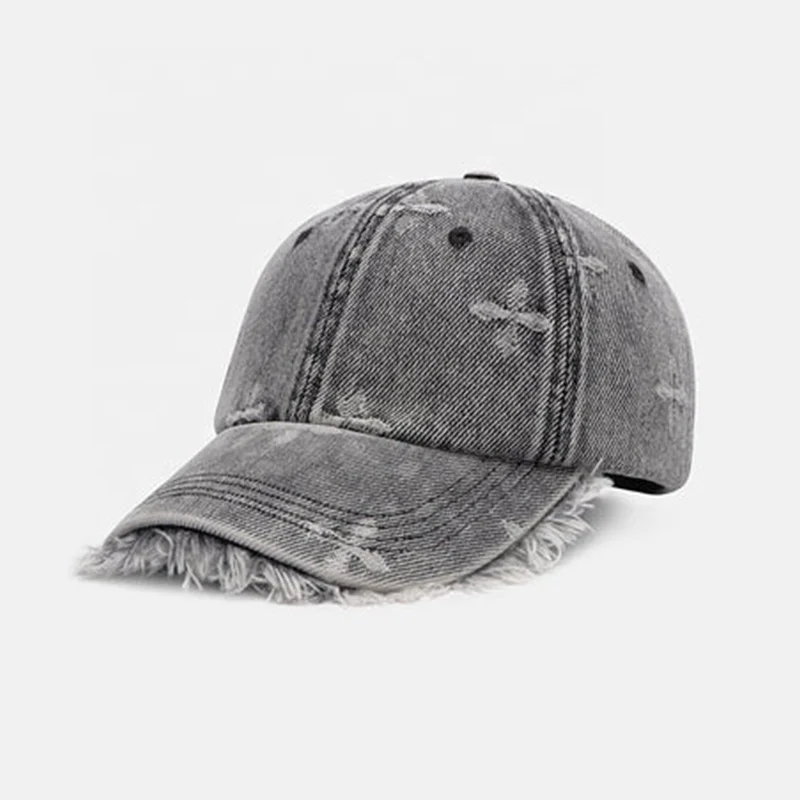 Wholesale Unstructured Distressed Baseball Cap Custom Plain Ripped Vintage Washed Dad Hats
