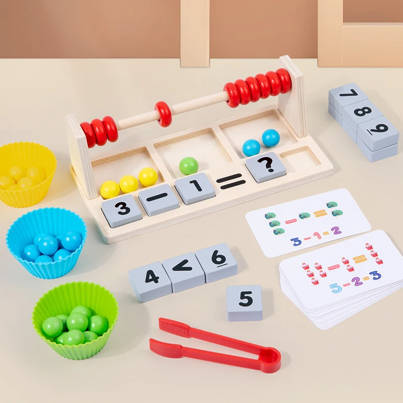 Wooden Clip beads Abacus Holder Kids Calculating Math Toy  Fine Motor Early Education Recognition Game Hands Brain Training