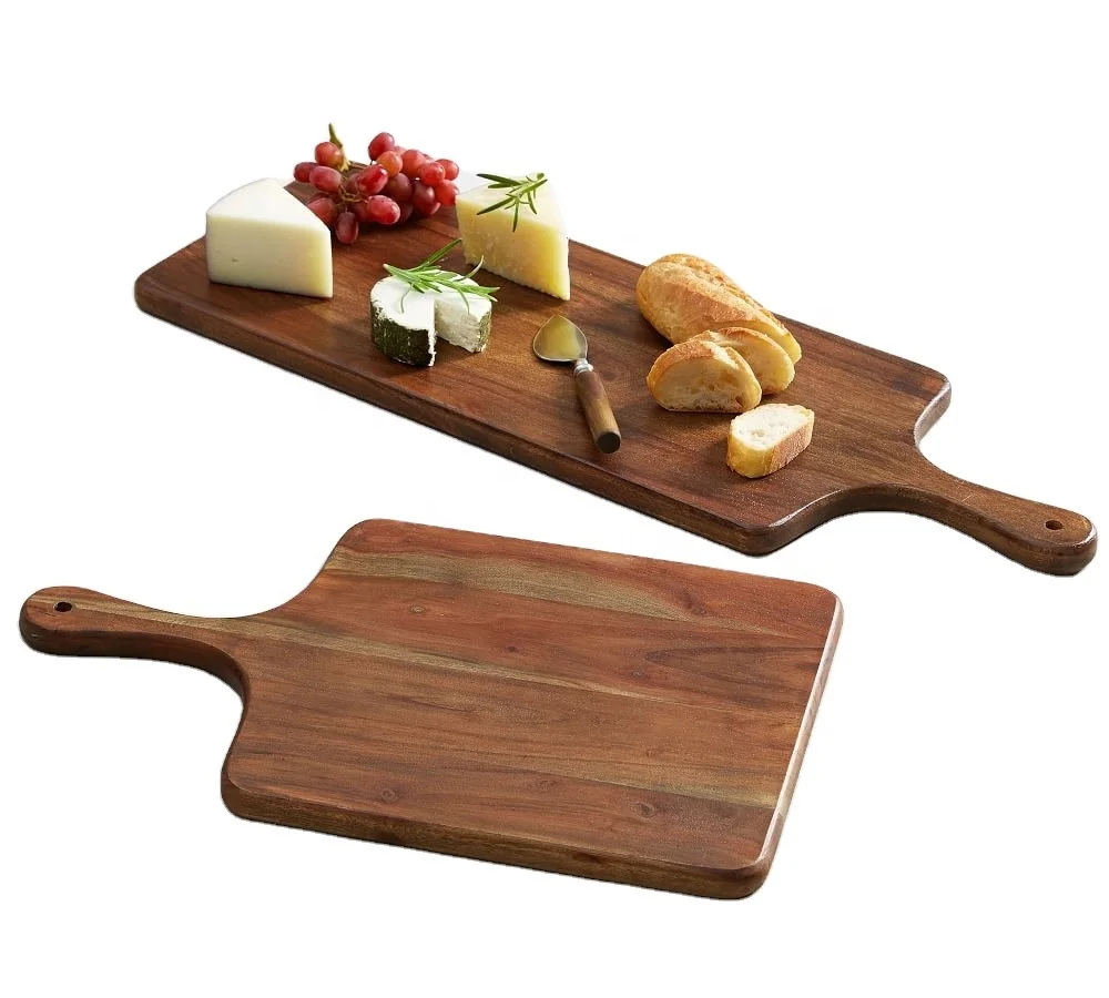 Acacia Wood Cutting Board and Chopping Board with Handle Charcuterie Cheese Serving Board for Kitchen and Dining Room