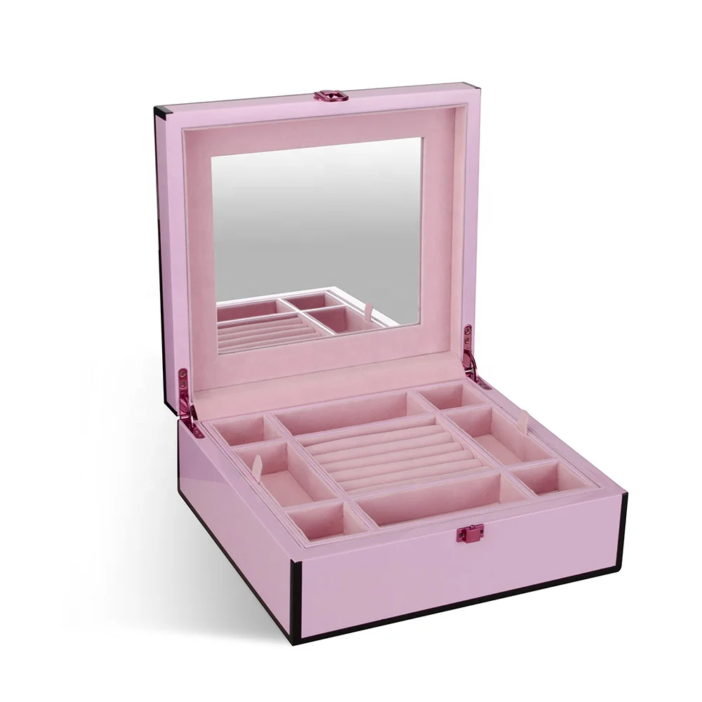 Factory Price Top Grade European Style MDF Wooden Jewelry Box Storage Box With Lock