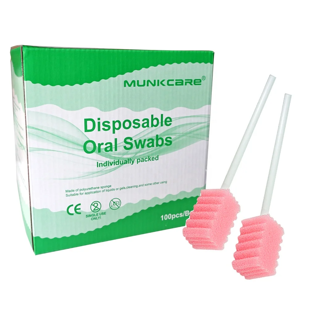 Directly Manufactured Dental Supplies Oral Swab Foam Stick Pink Blue Floral Shape Dental Care Sponge Cubes Oral Consumables