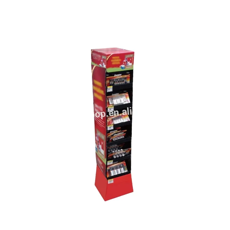 2021 Hot sale Paper Cardboard battery display market stand and promotion display rack