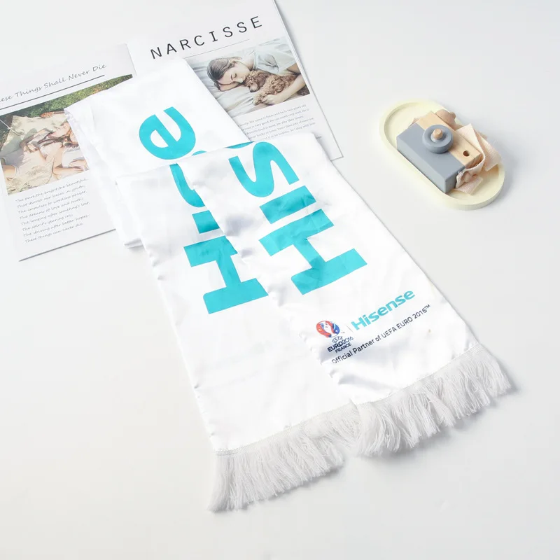 Wholesale Promotion Scarf Flag Custom Design Logo Country Soccer Sports Team Football Fans National Flag Scarf Tassel Scarves