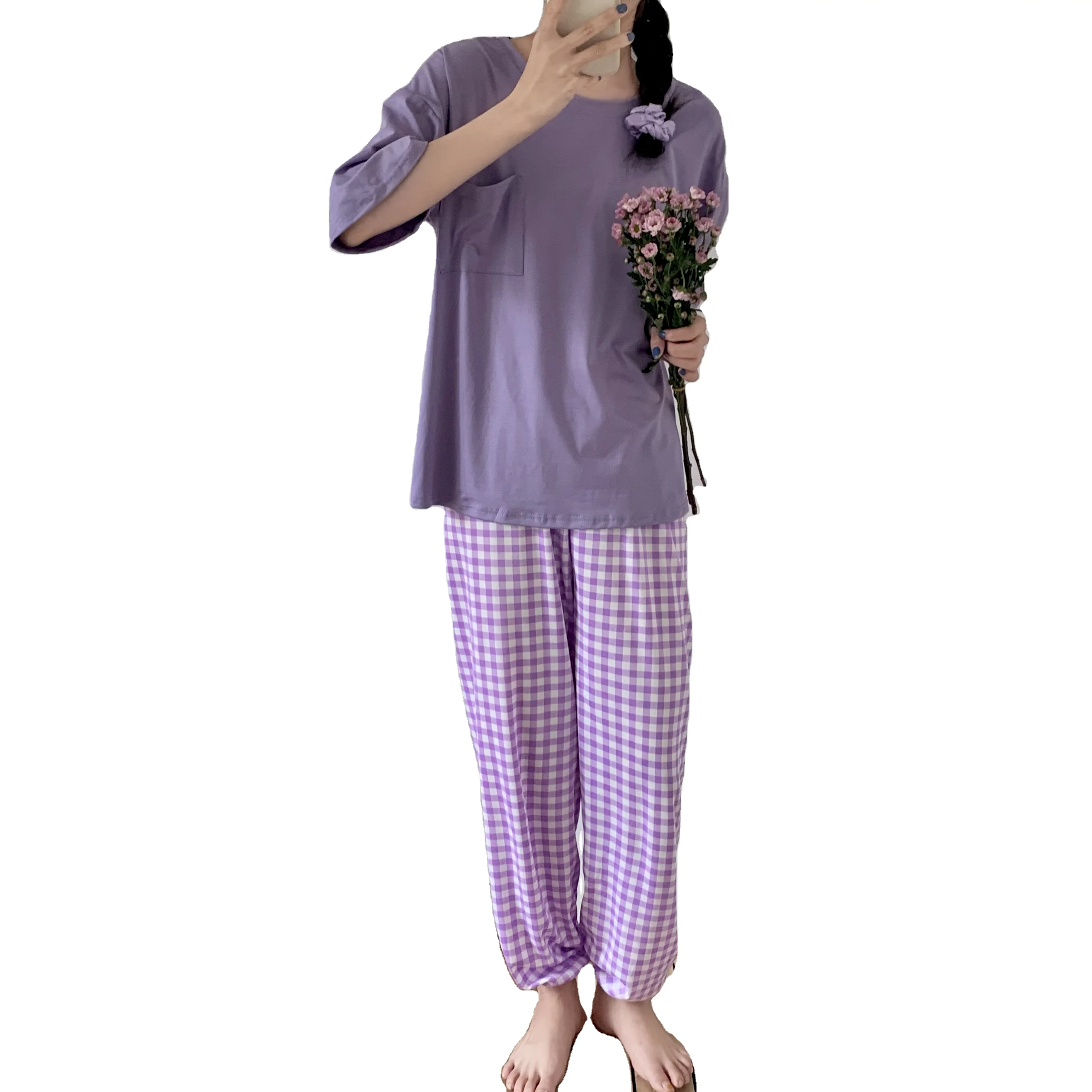 Summer 2021 sleeveless slim v-neck short sleeve two-piece housecoat